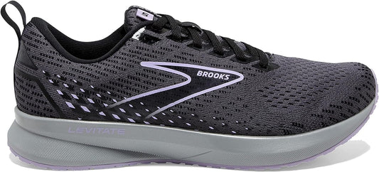 Women's Brooks Levitate 5, Ebony/Black/Lilac, 10 B Medium
