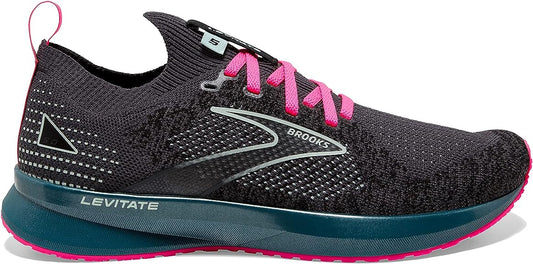 Women's Brooks Levitate StealthFit 5, Black/Blue/Pink, 6 B Medium