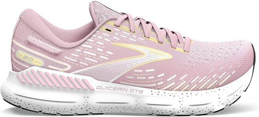 Women's Brooks Glycerin GTS 20, Pink/Yellow/White, 12 B Medium