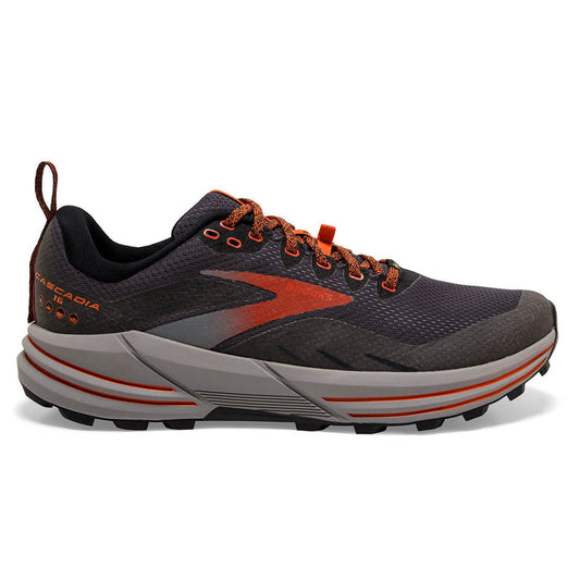 Men's Brooks Cascadia 16 GTX, Black/Ebony/Cinnabar, 8 D Medium