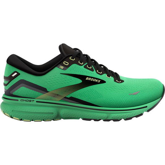 Men's Brooks Ghost 15, Green/Black/Sharp Green, 10 D Medium