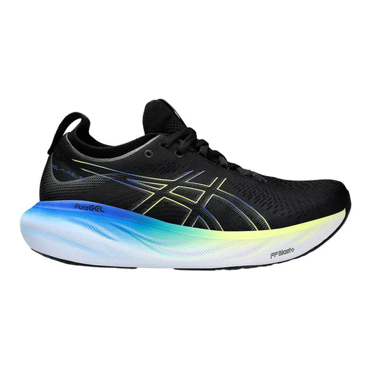 Men's Asics Gel-Nimbus 25, Black/Glow Yellow, 9.5 D Medium