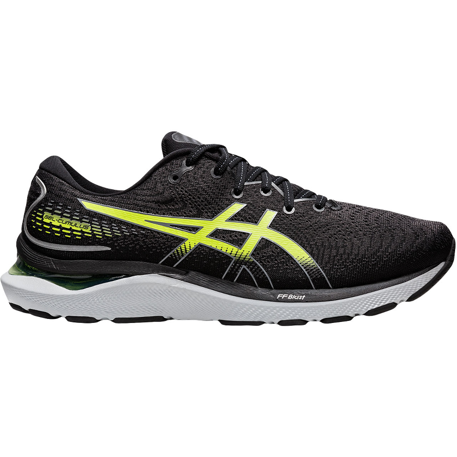Men's Asics GEL-Cumulus 24, Black/Hazard Green, 10.5 D Medium