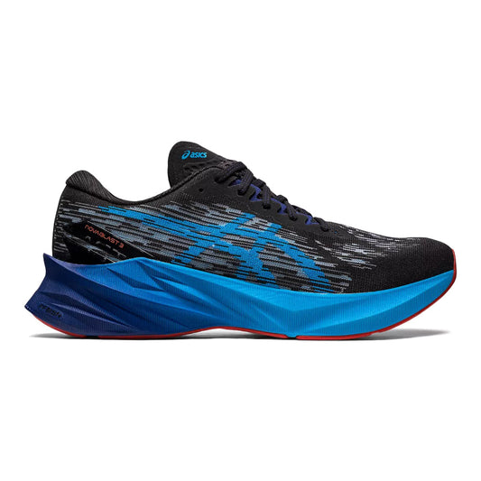 Men's Asics Novablast 3, Black/Island Blue, 12 D Medium