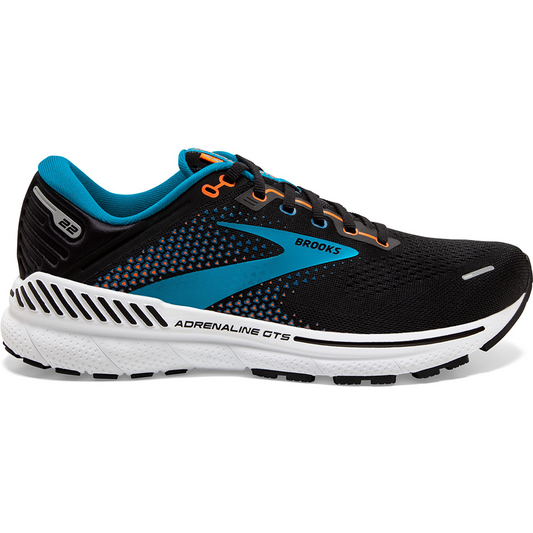 Men's Brooks Adrenaline GTS 22, Black/Blue/Orange, 10 D Medium