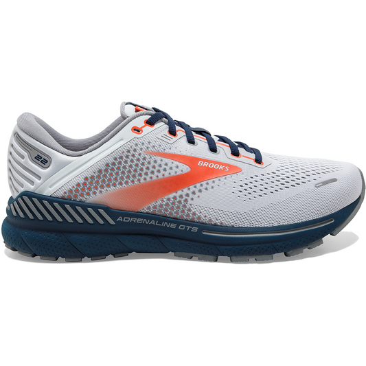 Men's Brooks Adrenaline GTS 22, Arctic/Red/Titan, 7 D Medium
