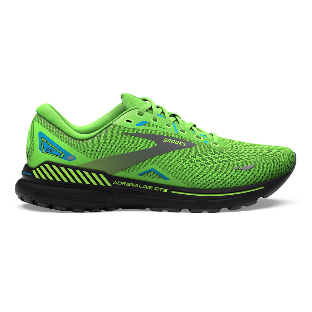 Men's Brooks Adrenaline GTS 23, Green Gecko/Grey/Atomic Blue, 12 D Medium