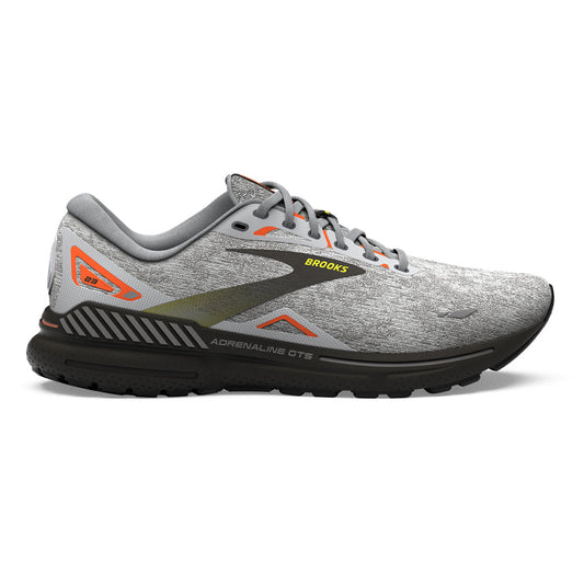 Men's Brooks Adrenaline GTS 23, Oyster/Black/Red Orange, 12 D Medium