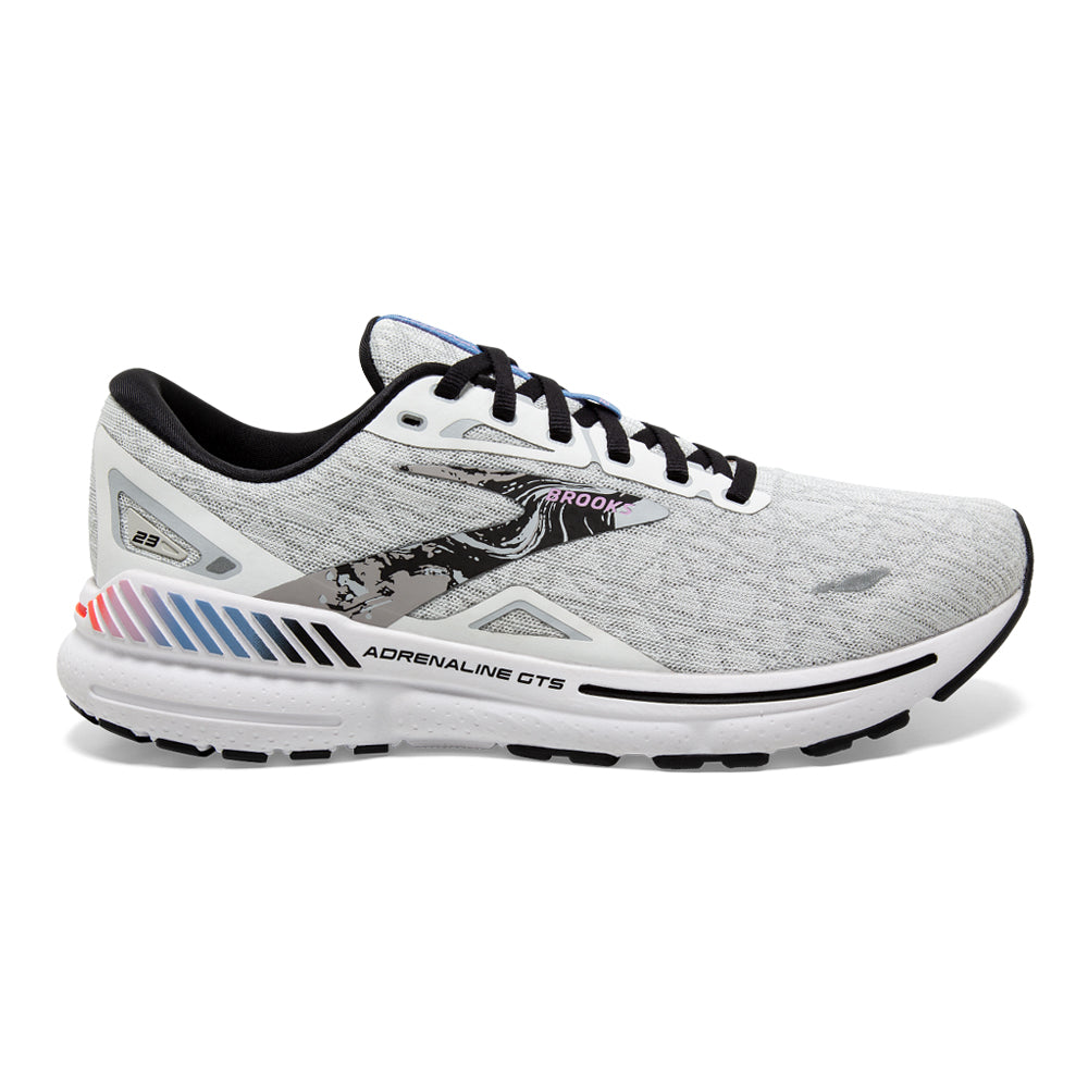 Men's Brooks Adrenaline GTS 23, White/Black/Orchid Bouquet, 11.5 D Medium