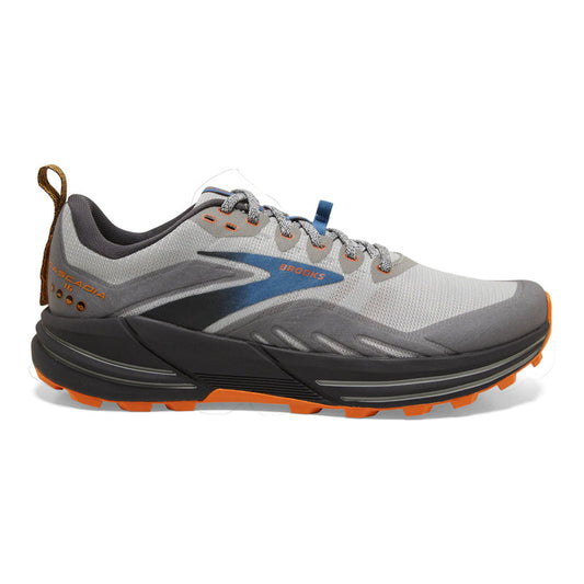 Men's Brooks Cascadia 16, Oyster Mushroom/Alloy/Orange, 14 D Medium