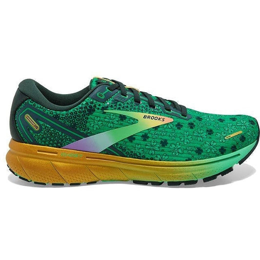 Men's Brooks Ghost 14, Bright Green/Gables/Gold, 10 D Medium