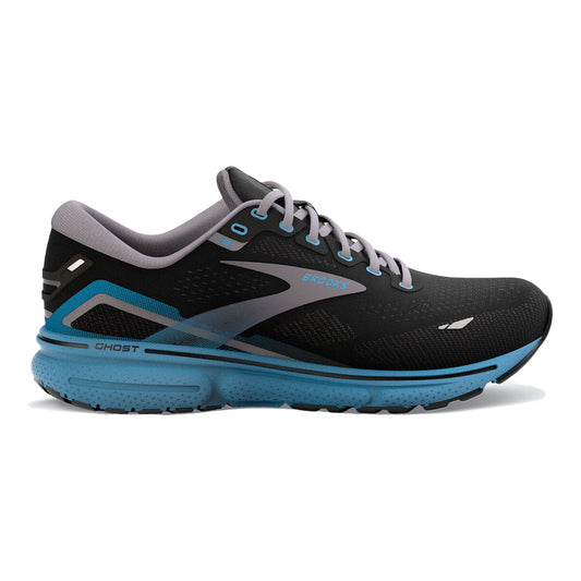 Men's Brooks Ghost 15, Black/Blackened Pearl/Blue, 10 D Medium