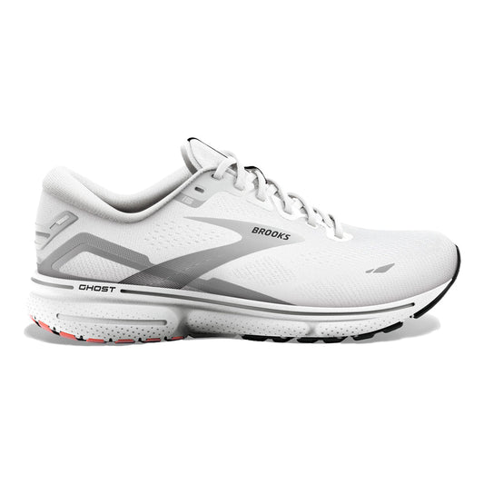 Men's Brooks Ghost 15, White/Black/Flame, 10.5 D Medium
