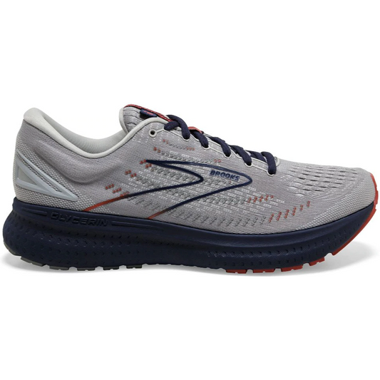 Men's Brooks Glycerin 19, Grey/Alloy/Peacoat, 9.5 D Medium