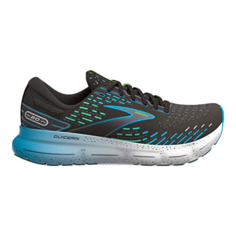 Men's Brooks Glycerin 20, Black/Hawaiian Ocean/Green, 8.5 D Medium