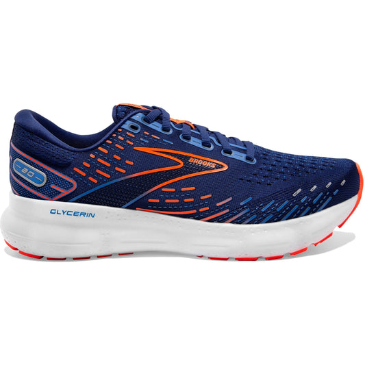 Men's Brooks Glycerin 20, Blue Depths/Palace Blue/Orange, 8.5 D Medium