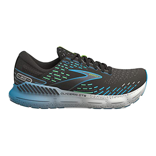 Men's Brooks Glycerin GTS 20, Black/Hawaiian Ocean/Green, 11 D Medium