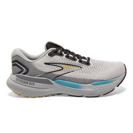 Men's Brooks Glycerin GTS 21, Coconut/Forged Iron/Yellow, 9.5 D Medium