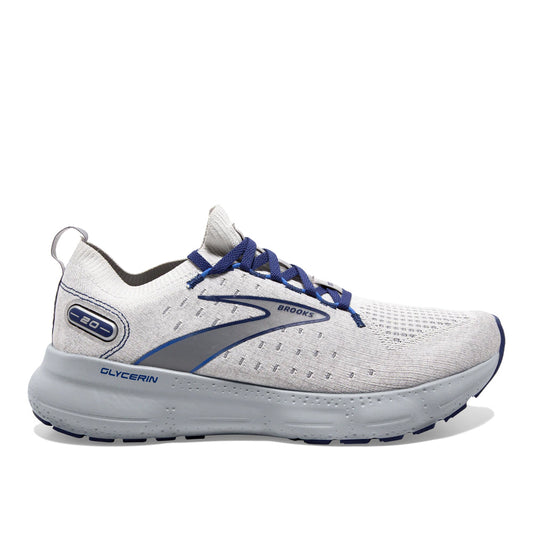 Men's Brooks Glycerin StealthFit 20, Oyster/Alloy/Blue Depths, 7.5 D Medium