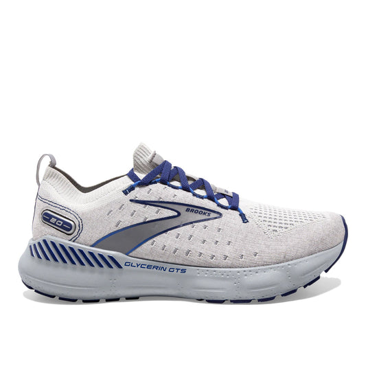 Men's Brooks Glycerin StealthFit GTS 20, Oyster/Alloy/Blue Depths, 10 D Medium
