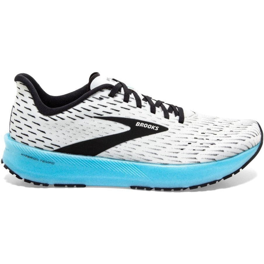 Men's Brooks Hyperion Tempo, White/Black/Iced Aqua, 12 D Medium