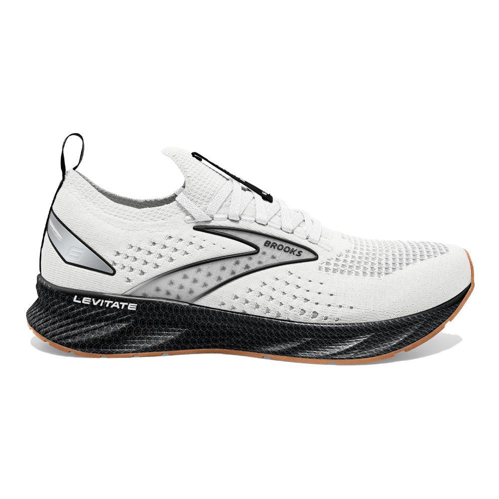 Men's Brooks Levitate StealthFit 6, White/Black, 8 D Medium