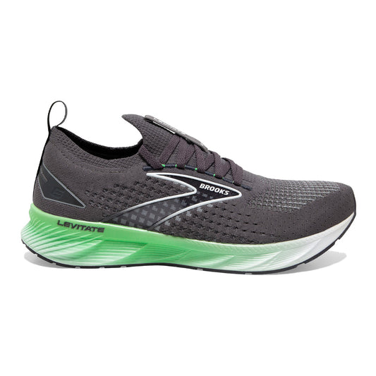 Men's Brooks Levitate StealthFit 6, Blackened Pearl/Green/White, 11 D Medium