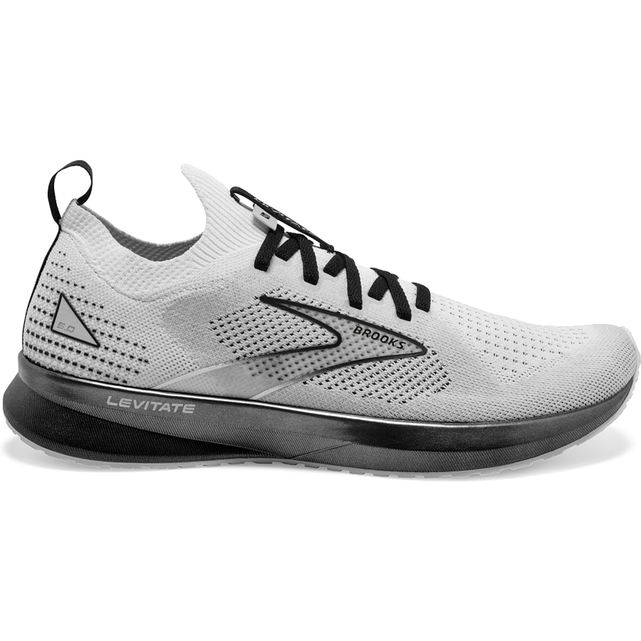 Men's Brooks Levitate Stealthfit 5, White/Grey/Black, 12.5 Medium