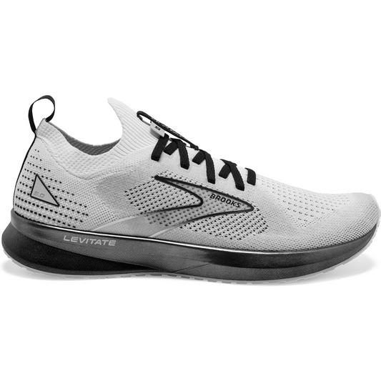 Men's Brooks Levitate Stealthfit 5, White/Grey/Black, 12.5 Medium