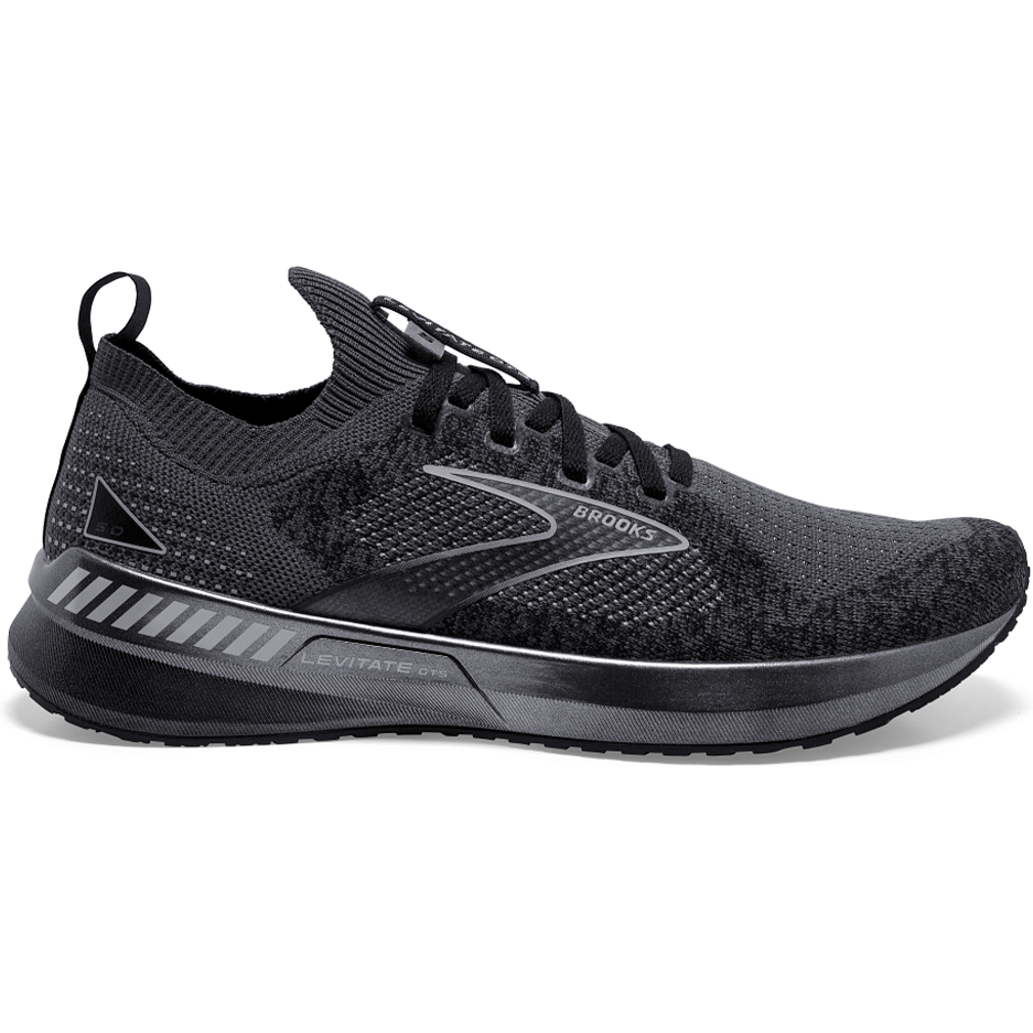Men's Brooks Levitate Stealthfit GTS 5, Black/Ebony/Grey, 13 D Medium