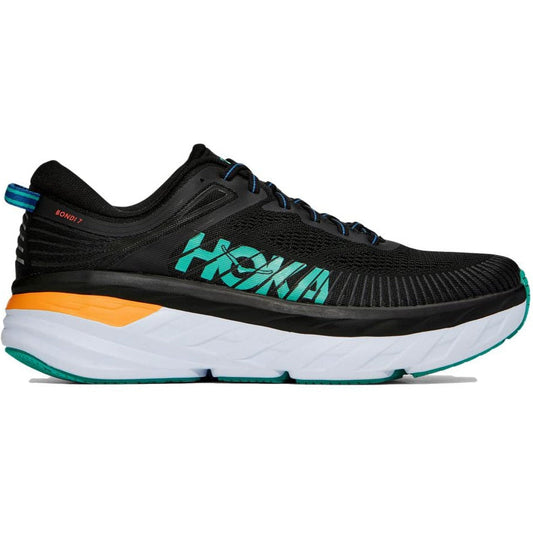 Men's Hoka One One Bondi 7, Black/Atlantis, 10.5 D Medium