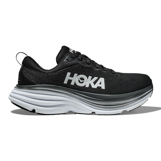 Men's Hoka One One Bondi 8, Black/White, 9.5 D Medium
