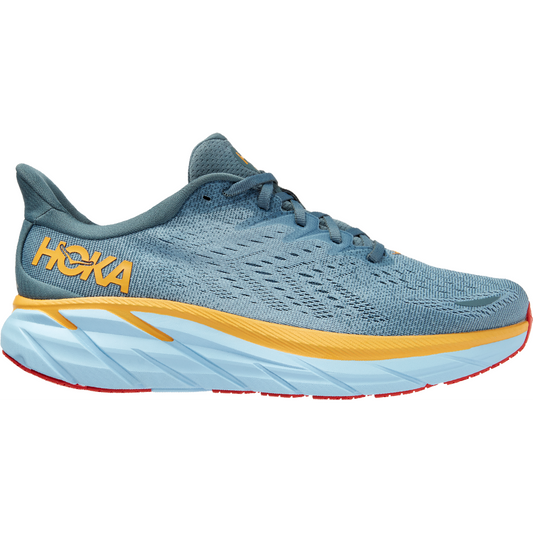 Men's Hoka One One Clifton 8, Goblin Blue/Mountain Spring, 9 D Medium