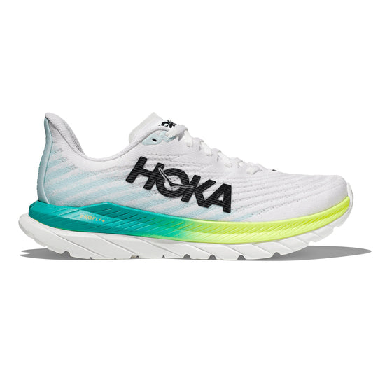 Men's Hoka One One Mach 5, White/Blue Glass, 11.5 D Medium