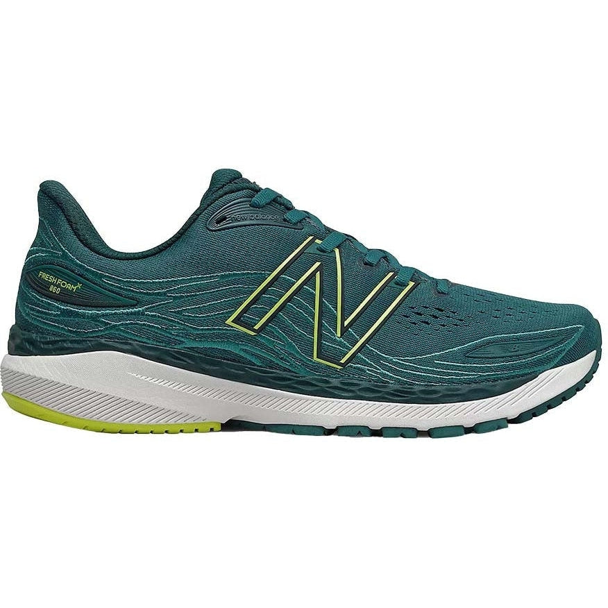 Men's New Balance Fresh Foam X 860v12, Mountain Teal/Sulphur Yellow, 12 D Medium