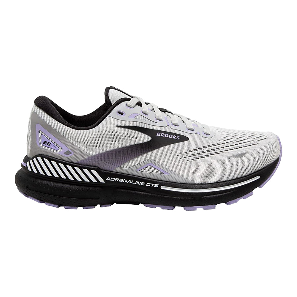 Women's Brooks Adrenaline GTS 23, Grey/Black/Purple, 8.5 2A Narrow