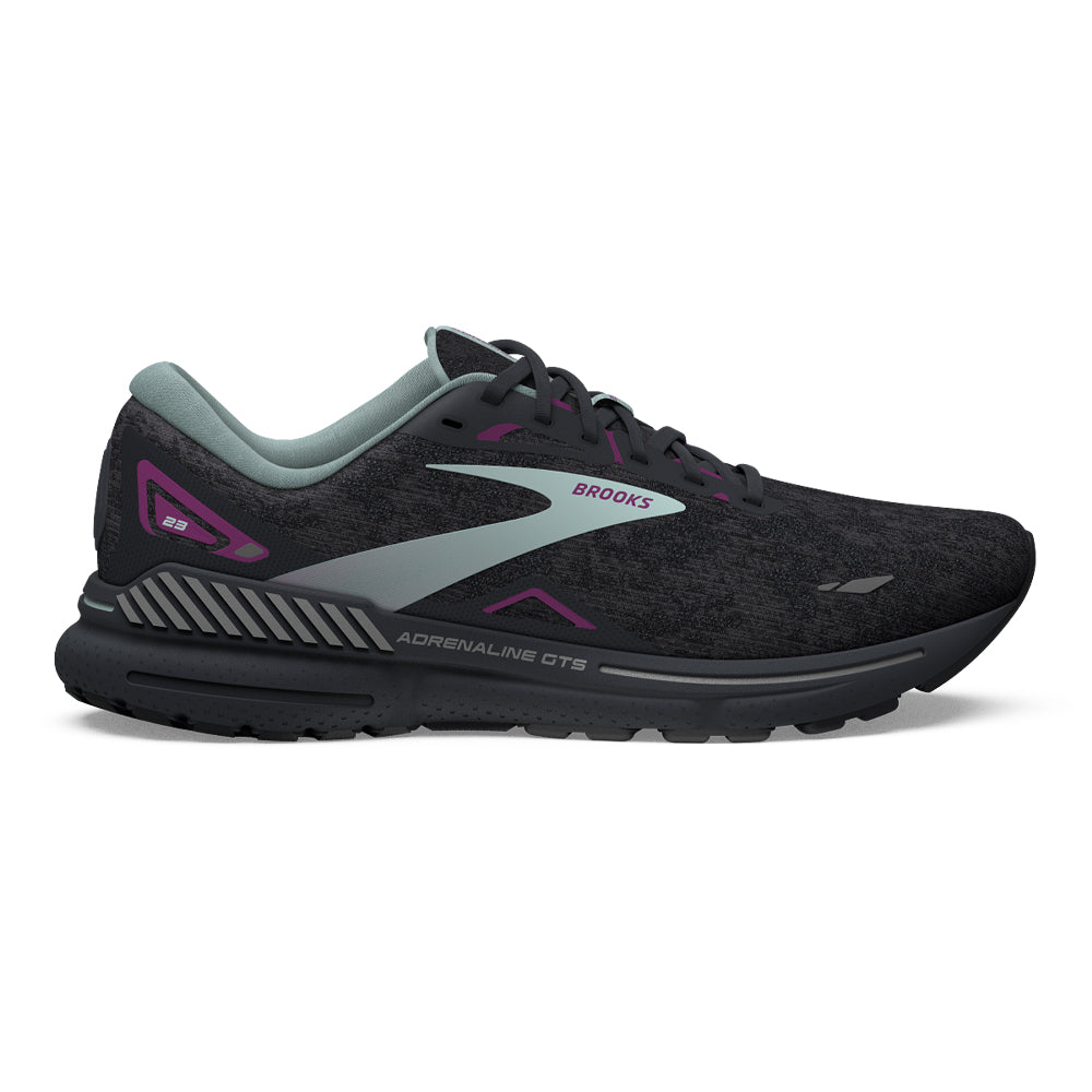 Women's Brooks Adrenaline GTS 23, Black/Light Blue/Purple, 11 D Wide
