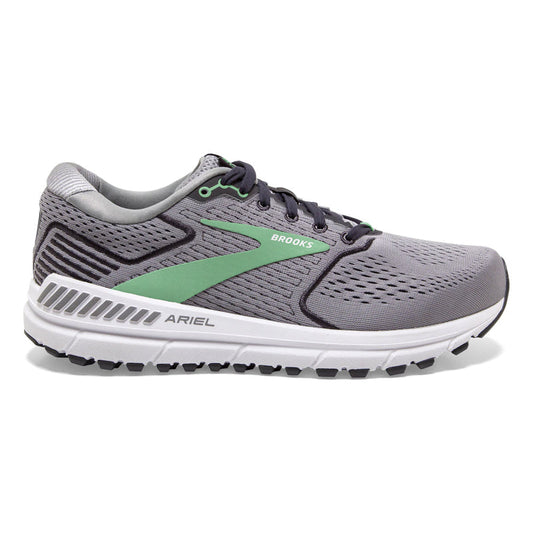Women's Brooks Ariel '20, Alloy/Blackened Pearl/Green, 11 2E Extra Wide