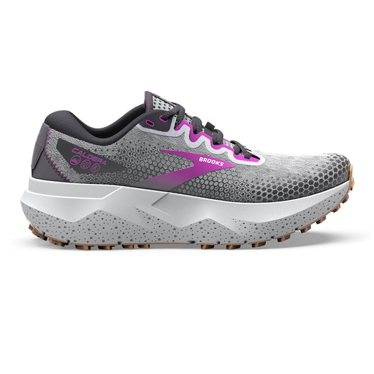 Women's Brooks Caldera 6, Oyster/Blackened Pearl/Purple, 7 B Medium
