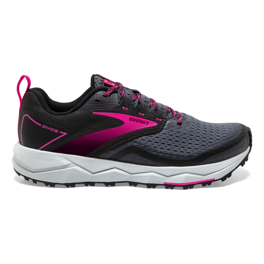 Women's Brooks Divide 2, Black/Ebony/Pink, 8 B Medium