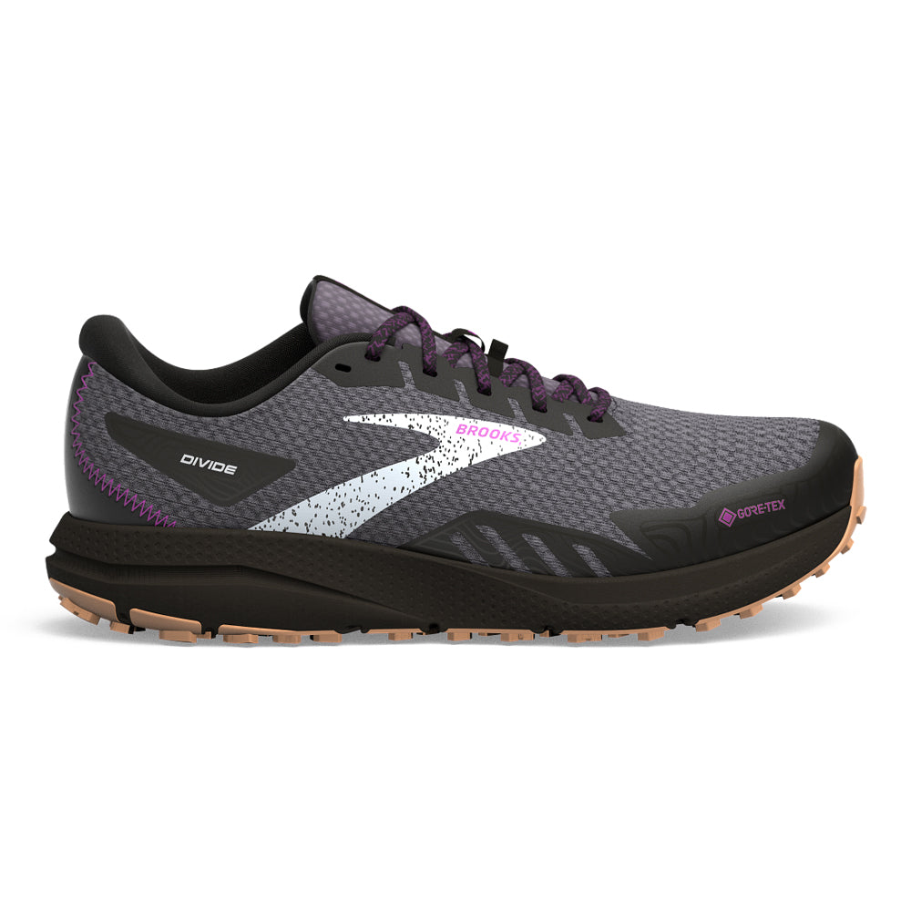 Women's Brooks Divide 4 GTX, Black/Blackened Pearl/Purple, 10 B Medium