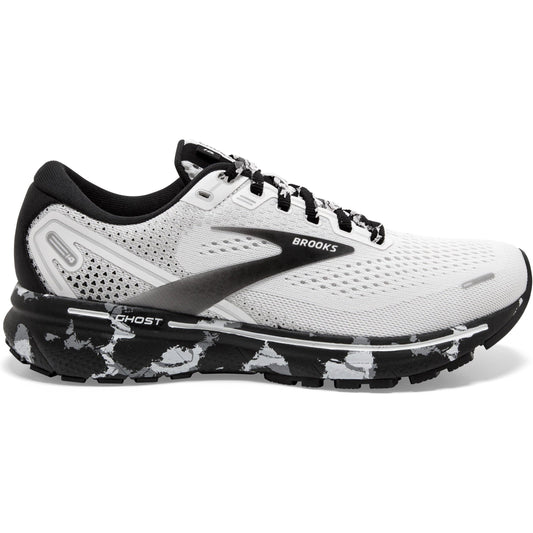 Women's Brooks Ghost 14, White/Black, 10 B Medium