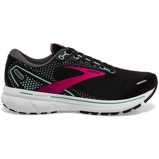 Women's Brooks Ghost 14, Black/Pink/Yucca, 11 B Medium