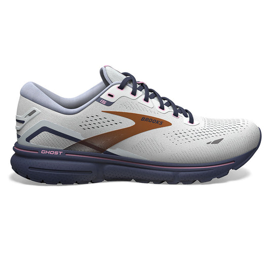 Women's Brooks Ghost 15, Spa Blue/Neo Pink/ Copper, 12 D Wide