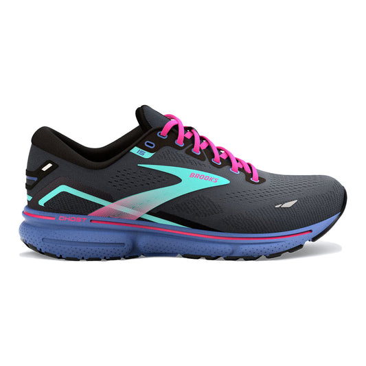 Women's Brooks Ghost 15, Black/Blue/Aruba, 10.5 B Medium