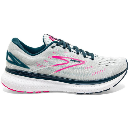 Women's Brooks Glycerin 19, Ice Flow/Navy/Pink, 8.5 B Medium