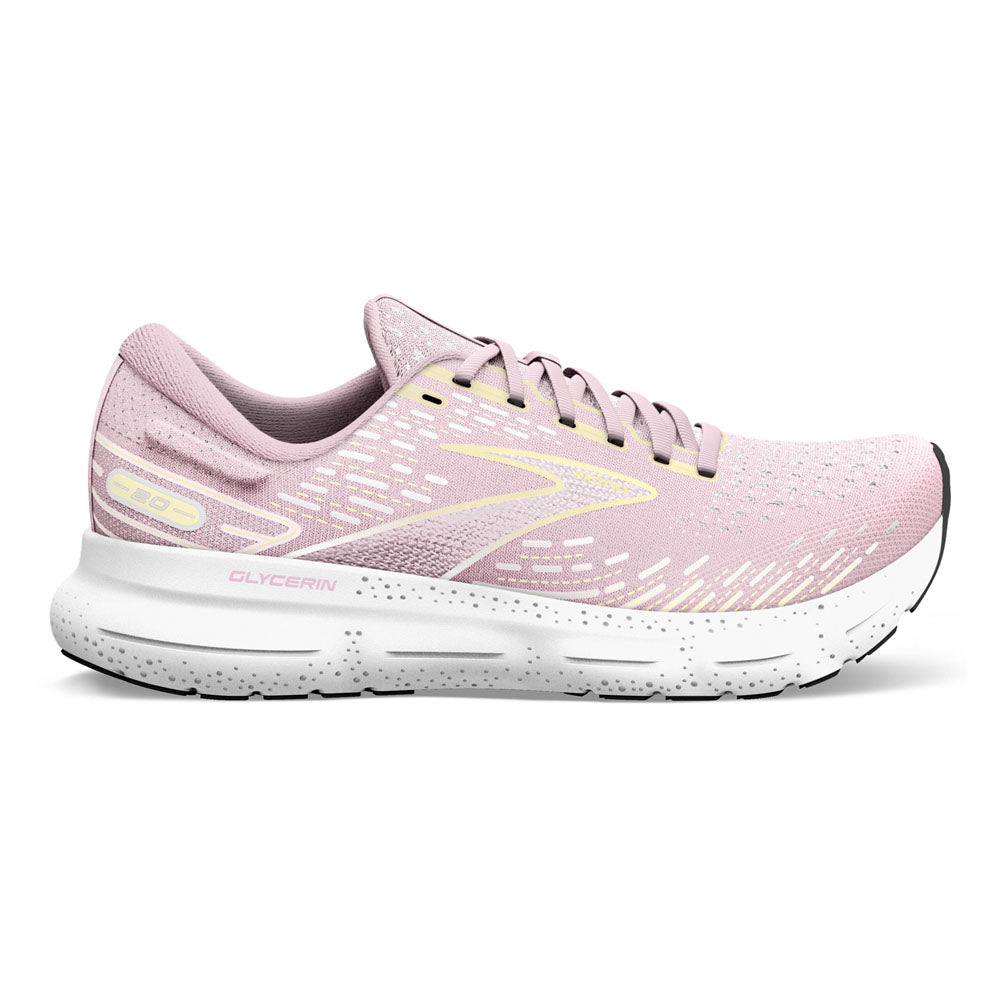 Women's Brooks Glycerin 20, Pink/Yellow/White, 8.5 B Medium