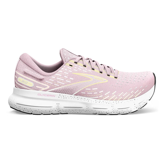 Women's Brooks Glycerin 20, Pink/Yellow/White, 6.5 B Medium