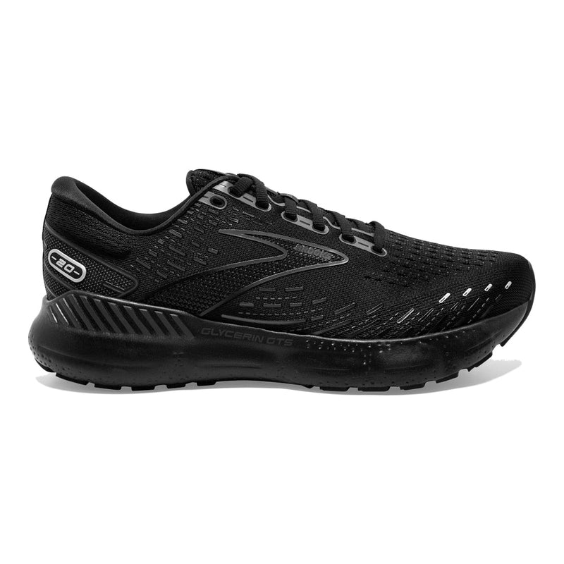 Women's Brooks Glycerin GTS 20, Black/Black/Ebony, 9 D Wide