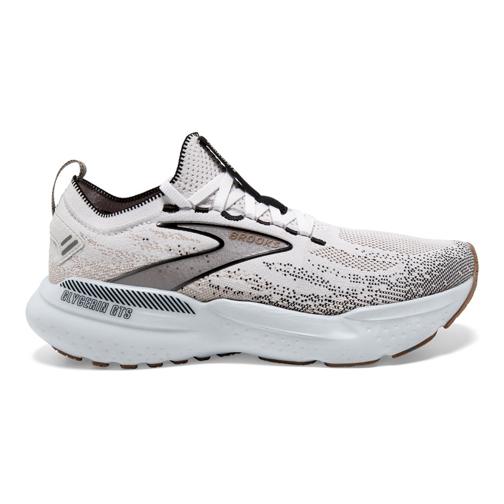 Women's Brooks Glycerin StealthFit GTS 21, White/Grey/Black, 8.5 B Medium